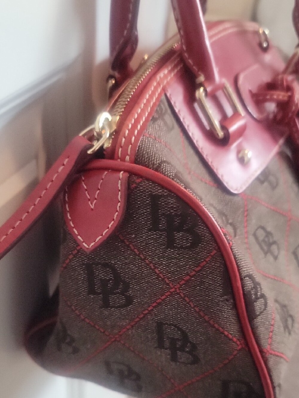 Dooney & Bourke Satchel with Red Leather Trim - Picture 4 of 11
